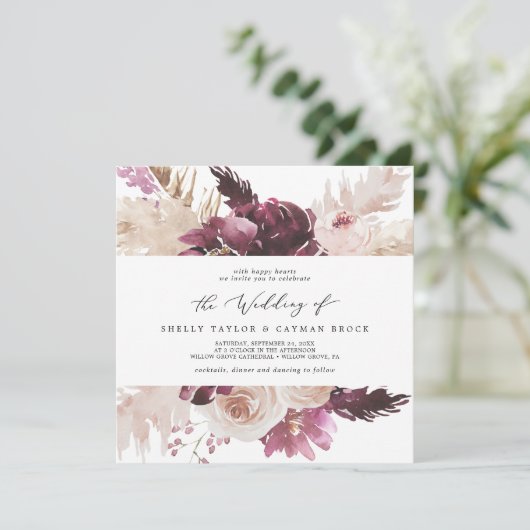 ボホパンパスグラススクエア結婚式招待状 招待状 (スタンド正面)