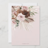 ボホパンパスグラスダスティピンクブラウンフローラ結婚ズ 招待状 (裏面)