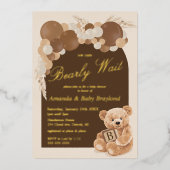 ボホパンパスグラステディベア赤ちゃんシャワー 箔招待状 (正面)