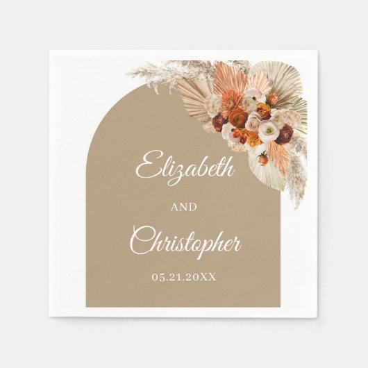 ボホパンパスグラステラコッタはオレンジ結婚色の スタンダードカクテルナプキン (正面)