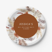 ボホパンパスグラステラコッタバースデーパーティー ペーパープレート (正面)