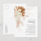 ボホパンパスグラステラコッタフローラベビーシャワー インビテーションポストカード (正面/裏面)