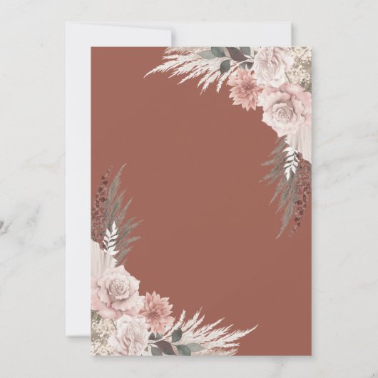 ボホパンパスグラステラコッタフローラ結婚ズインビタ 招待状 (裏面)