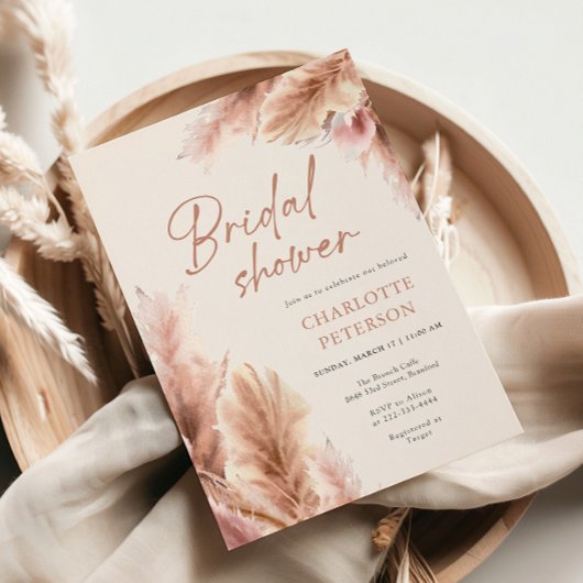 ボホパンパスグラステラコッタブライダルシャワー 招待状