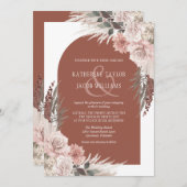 ボホパンパスグラステラコッタ結婚フローラ 招待状 (正面/裏面)