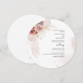 ボホパンパスグラスドライパームテラコッタ結婚ズ 招待状 (正面/裏面)