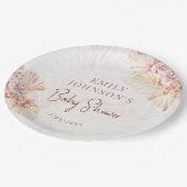 ボホパンパスグラスニュートラルベビーシャワーボヘミアン ペーパープレート (アングル)