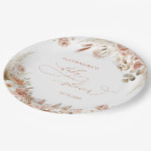 ボホパンパスグラスニュートラルベビーシャワーモダン ペーパープレート (アングル)