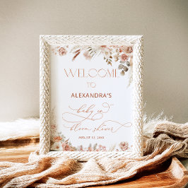 ボホパンパスグラスニュートラルベビーシャワー ポスター