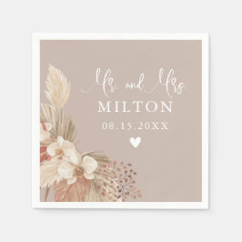 ボホパンパスグラスニュートラル結婚ズ スタンダードカクテルナプキン