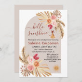 ボホパンパスグラスハローサンシャインガール赤ちゃんシャワー 招待状 (正面/裏面)