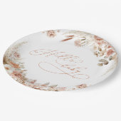 ボホパンパスグラスハローベビーベビーシャワー ペーパープレート (アングル)