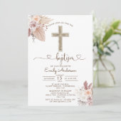 ボホパンパスグラスバプテスマ《キリスト教》洗礼式や命名式 招待状 (スタンド正面)