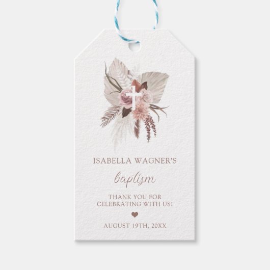 ボホパンパスグラスバプテスマ ギフトタグ (正面)