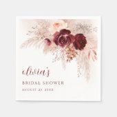 ボホパンパスグラスバラ結婚ズブライダルシャワー スタンダードカクテルナプキン (正面)