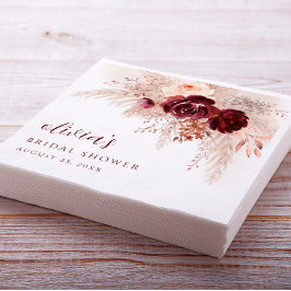 ボホパンパスグラスバラ結婚ズブライダルシャワー スタンダードカクテルナプキン