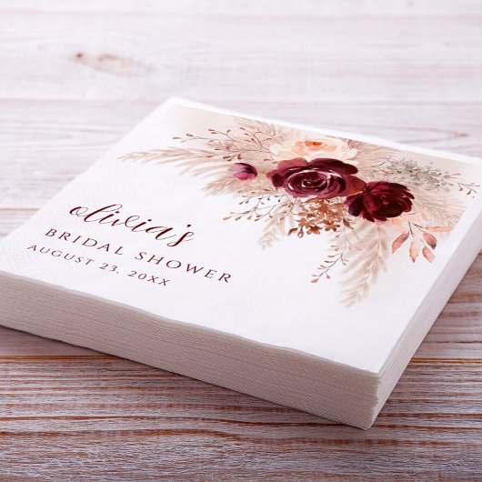 ボホパンパスグラスバラ結婚ズブライダルシャワー スタンダードカクテルナプキン