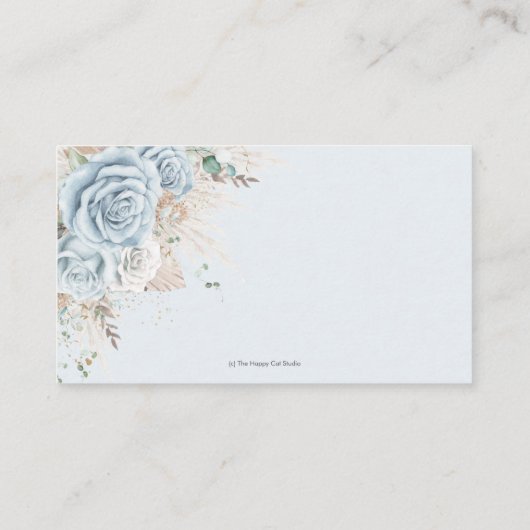 ボホパンパスグラスパステルブルーフローラウィッシングウェル エンクロージャーカード (裏面)