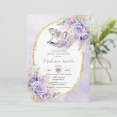 ボホパンパスグラスパープルフローラロッキングホースベビー 招待状 (スタンド正面)