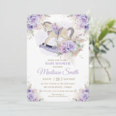 ボホパンパスグラスパープルフローラロッキングホースベビー 招待状 (スタンド正面)
