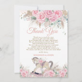 ボホパンパスグラスピンクフローラロッキングホースベビー サンキューカード (正面)