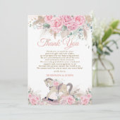 ボホパンパスグラスピンクフローラロッキングホースベビー サンキューカード (スタンド正面)