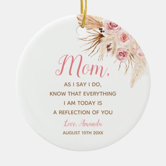 ボホパンパスグラスピンクフローラ花嫁の母 セラミックオーナメント (正面)