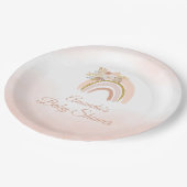 ボホパンパスグラスピンク虹の女の子ベビーシャワー ペーパープレート (アングル)