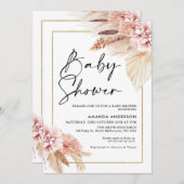 ボホパンパスグラスフレームベビーシャワー招待状 招待状 (正面/裏面)