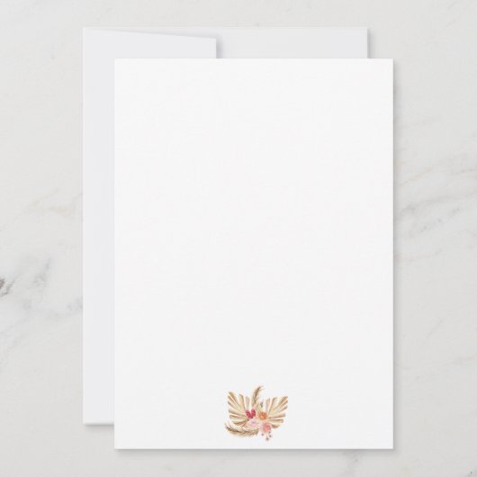 ボホパンパスグラスフローラアーチ結婚式招待状 招待状 (裏面)