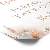 ボホパンパスグラスフローラガールベビーシャワーの好意 ポスター (角)