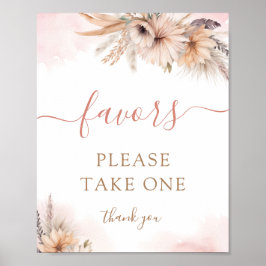 ボホパンパスグラスフローラガールベビーシャワーの好意 ポスター