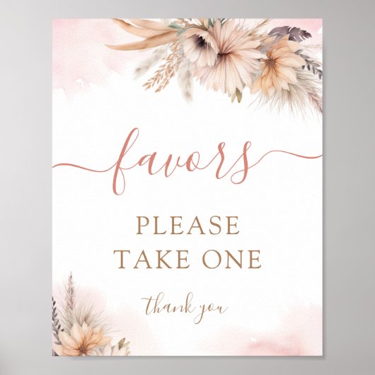 ボホパンパスグラスフローラガールベビーシャワーの好意 ポスター (正面)