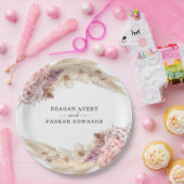 ボホパンパスグラスフローラパープル結婚ズ ペーパープレート (パーティー)