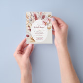 ボホパンパスグラスフローラブライダルシャワー招待 チラシ (手)