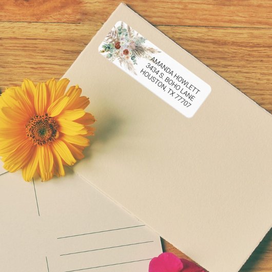 ボホパンパスグラスフローラブーケウォータカラー ラベル