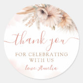 ボホパンパスグラスフローラベイビーシャワーありがとう ラウンドシール (正面)