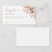 ボホパンパスグラスフローラベビーシャワーおむつラッフル エンクロージャーカード (正面/裏面)