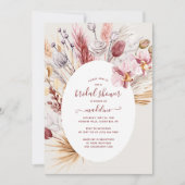 ボホパンパスグラスフローラモダンブライダルシャワー 招待状 (正面)