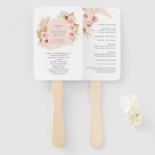 ボホパンパスグラスフローラ結婚式 プログラムファン ハンドファン