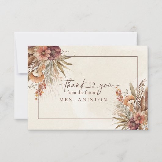 ボホパンパスグラスブライダルシャワーサンキューカード サンキューカード (正面)