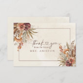 ボホパンパスグラスブライダルシャワーサンキューカード サンキューカード (正面/裏面)