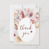 ボホパンパスグラスブライダルシャワーサンキューカード サンキューカード (正面)
