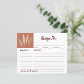 ボホパンパスグラスブライダルシャワーレシピカード (スタンド正面)