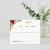 ボホパンパスグラスブライダルシャワーレシピカード (スタンド正面)