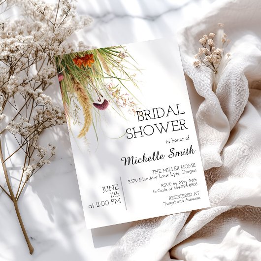 ボホパンパスグラスブライダルシャワー招待 招待状