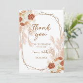 ボホパンパスグラスブライダルブエレガントルンチテラコッタ サンキューカード (スタンド正面)