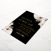 ボホパンパスグラスブラック結婚式招待状金ゴールド 箔招待状 (回転した状態)