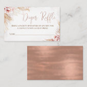 ボホパンパスグラスベビーシャワーおむつラッフルインサート 名刺 (正面/裏面)