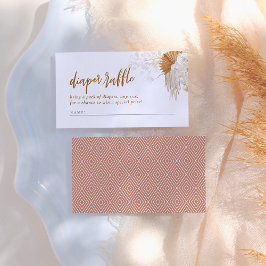 ボホパンパスグラスベビーシャワーおむつラッフル エンクロージャーカード